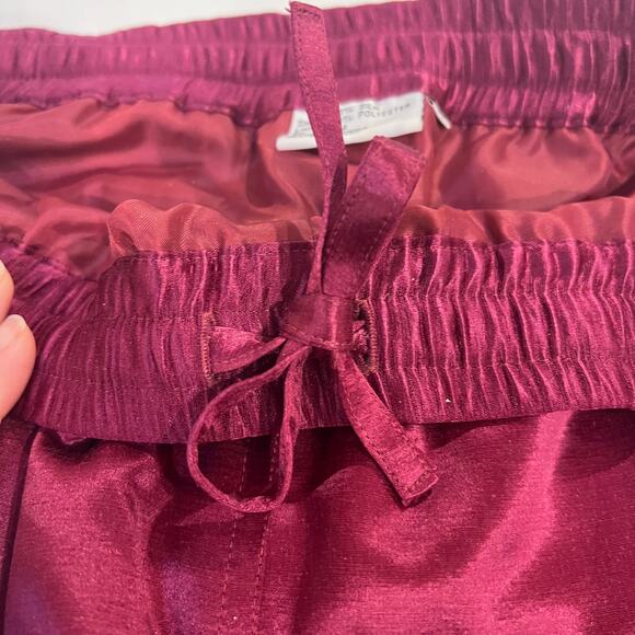 Vtg 100% silk lined elastic tie waist straight leg trousers XL raspberry pink - Picture 4 of 9